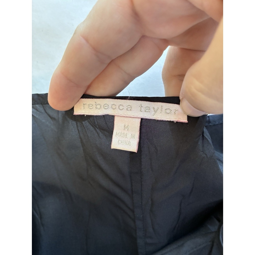 Vintage Rebecca Taylor Mini Slip Dress 100% Silk Black Sz M Y2K Ajustable Straps - Picture 3 of 7